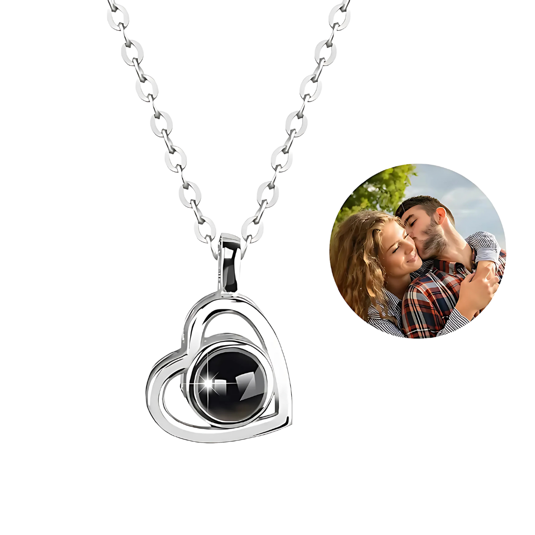 Collar con foto de corazón personalizado