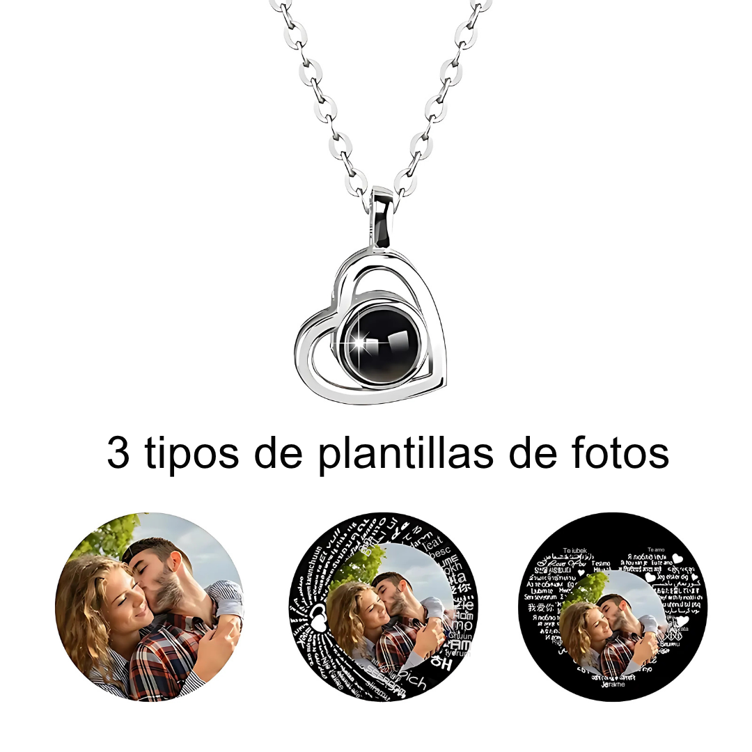 Collar con foto de corazón personalizado